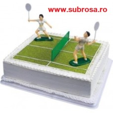 1801548 figurine din plastic cu jucatori si fileu de tenis pentru ornat tortul